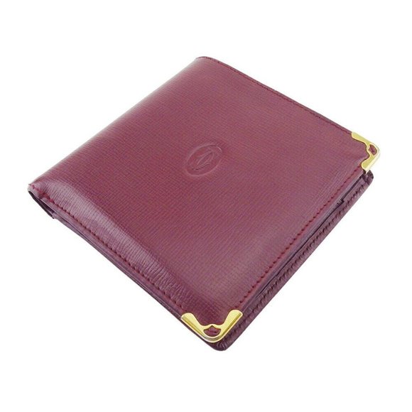 Authenticity Guaranteed CARTIER Bi -fold Wallet Mastrin Bordeaux Leather - Picture 5 of 11